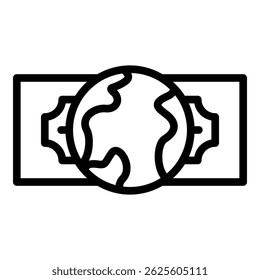 Ícone de transferência global de dinheiro. Outline Global dinheiro transferência ícone de vetor para web design isolado no fundo branco