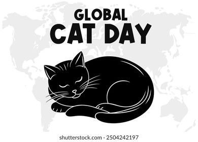 Global Cat Day Background Vector Cute and Playful Design for Feline Lovers