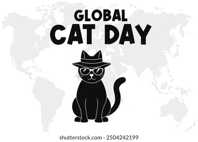 Global Cat Day Background Vector Cute and Playful Design for Feline Lovers