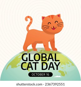 Global Cat Day design template good for celebration usage. cat vector illustration template. cat image. flat design. vector eps 10.