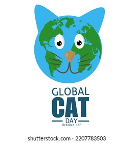 Global cat day October 16 Vector illustration, holiday concept, suitable for banner, poster or card