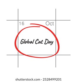 Global Cat Day, October 16 - calendar date.