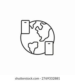 global cellphone connection icon sign vector