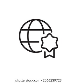 global certification icon outline stroke vector eps editable 