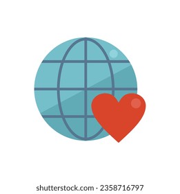 Global charity icon flat vector. Web volunteer. Human project isolated