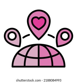 Global charity icon outline vector. Social care. Team group