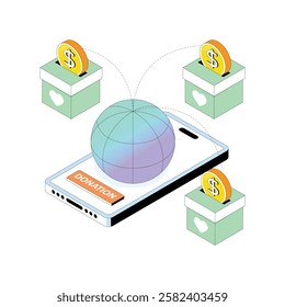 Global Charity  vector Gradient isometric Style illustration. Eps 10 File