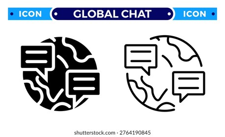 Global Chat Bubble and Worldwide Communication Vector Icon Set