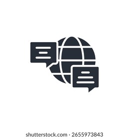 ícone de bate-papo global. vetor.Editável símbolo de estilo traço.linear para usar web design,ilustração logo.Symbol.