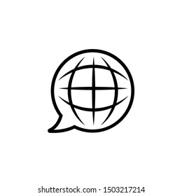 Global chat messages line icon. linear style sign for mobile concept and web design. Globe with speech bubbles outline vector icon. Communication symbol, logo illustration. Vector graphics