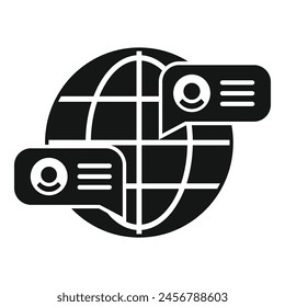 Global Chat Support Symbol Einfache Vektorgrafik. In: Online Speech Professional. Vortragsarbeit
