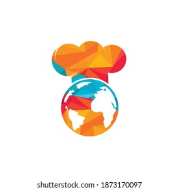 Global chef vector logo design. Cooking planet vector logo design  template.