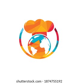 Global chef vector logo design. Cooking planet vector logo design  template.