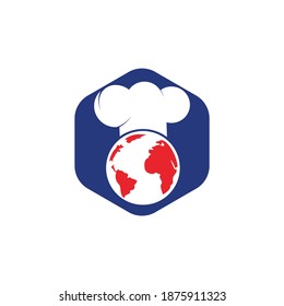 Global chef vector logo design. Cooking planet vector logo design  template.