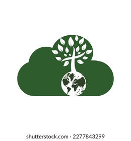 Global church vector logo design template. Globe with cross tree vector icon.