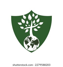 Global church vector logo design template. Globe with cross tree vector icon.