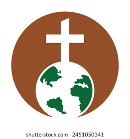 Globale Vektorgrafik-Logo-Design-Vorlage. Globus mit Cross-Vektorgrafik-Symbol.
