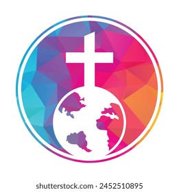 Plantilla global del diseño del logotipo del Vector de la iglesia. Globo con icono de Vector cruzado.