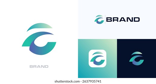 Global circle letter C with gradient color, Logo icon design vector illustration element editable, Modern symbol initial CF or CE sign for technology, business company and brand identity
