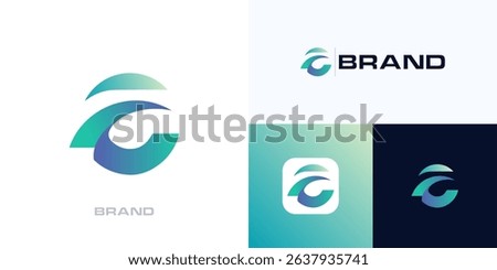 Global circle letter C with gradient color, Logo icon design vector illustration element editable, Modern symbol initial CF or CE sign for technology, business company and brand identity