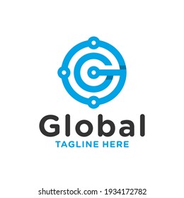 global circle technology modern logo design