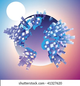 Global city concept. Vector illustration.