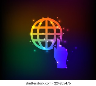 Global click symbol,rainbow, vector