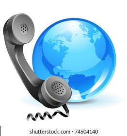 soporte global para clientes - icono de teléfono con globo