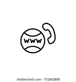 Global client support - phone icon with globe. International call icon
