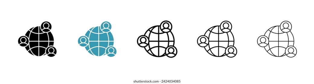 Global Clientele Vector Icon Set. Earth clients worldwide vector symbol for UI design.