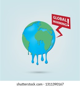 Global Climate Change Concept Global Warming text with Melting Earth Globe