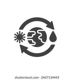Global climate change vector icon. filled flat sign for mobile concept and web design. Climate Change Impact glyph icon. Symbol, logo illustration. Vector graphics
