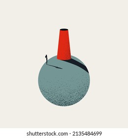 Global climate change and warming vector concept. Symbol of pollution, emission and industry. Minimal design eps10 illustration