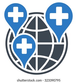 Global Clinic Company vector icon. Style is bicolor flat symbol, smooth blue colors, rounded angles, white background.