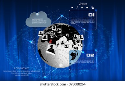 Global cloud concept, vector