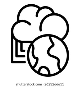 Global cloud icon. Outline global cloud vector icon for web design isolated on white background