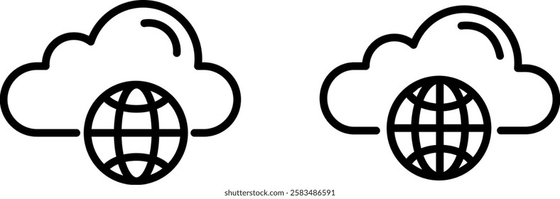 "Global Cloud Icon Representing Worldwide Connectivity, Cloud Computing, and Data Storage"