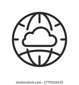 Global cloud icon. Simple Global cloud icon for social media, app and web design. Ideal for worldwide hosting, online storage and internet technology projects. Vector illustration