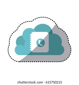 global cloud online sticker notes icon, vector illustration