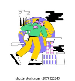 Ilustración vectorial de concepto abstracto de las emisiones mundiales de CO2. La huella de carbono mundial, el efecto invernadero, las emisiones de CO2, la tasa y las estadísticas de los países, el dióxido de carbono, la metáfora abstracta de la contaminación del aire.