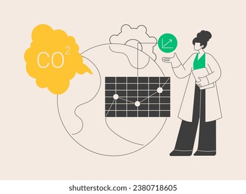 Global CO2 emissions abstract concept vector illustration. Global carbon footprint, greenhouse effect, CO2 emissions, country rate and statistics, carbon dioxide, air pollution abstract metaphor.