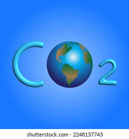 Global co2 pollution icon, greenhouse effect, carbon capture or reduction problem, symbol in 3d style - editable stroke vector illustration.