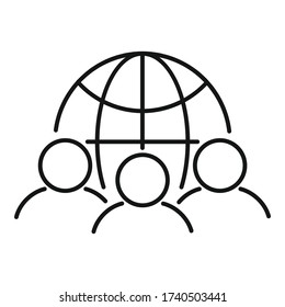 Global collaboration icon. Outline global collaboration vector icon for web design isolated on white background