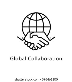Global Collaboration Vector Line Icon