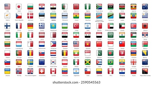 Global Collection of Country Flag Icons Vector Set
