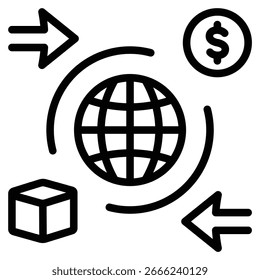Global Commerce Shift Icon Line Vector Illustration