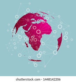 Global communication concept design. Isolated on blue background.