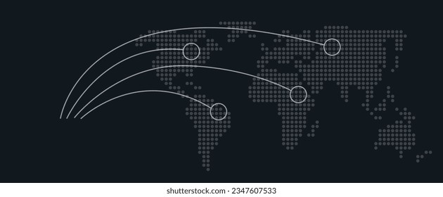 Global communication concept design template with dotted world map. Infographics with editable flat element on abstract background. Vector illustration for ad, web banner, business presentation