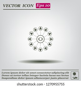 Global communication concept with flat icons. Vector illustration