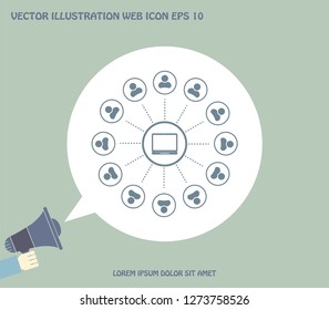 Global communication concept with flat icons. Vector illustration